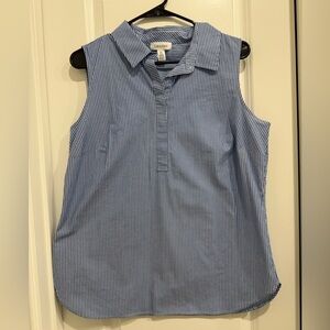 Calvin Klein Women's Blue Pinstripe Sleeveless Blouse